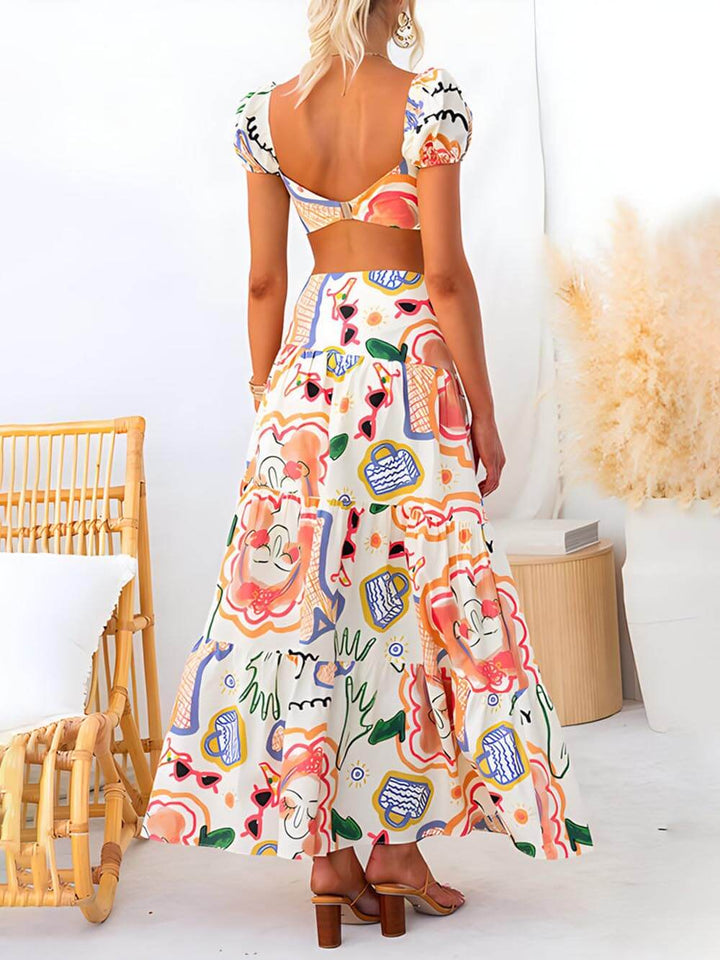 Wrap Summer Skirt and Printed Top Two-Piece Set Velano London