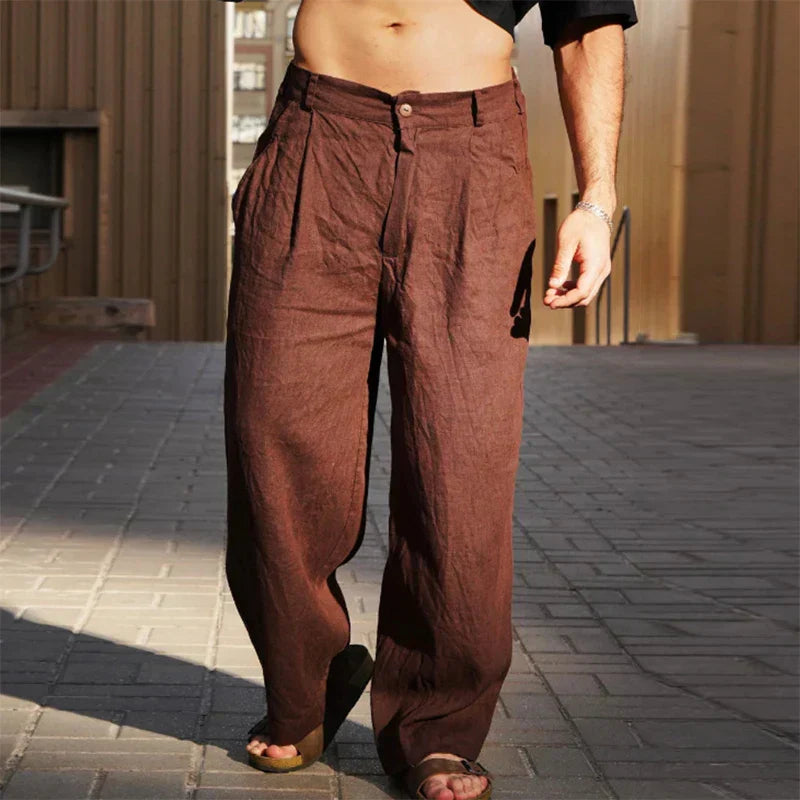 Dario Wide-Leg Linen Pants Velano London
